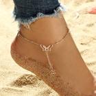 Romwe Metal Butterfly Detail Anklet Chain
