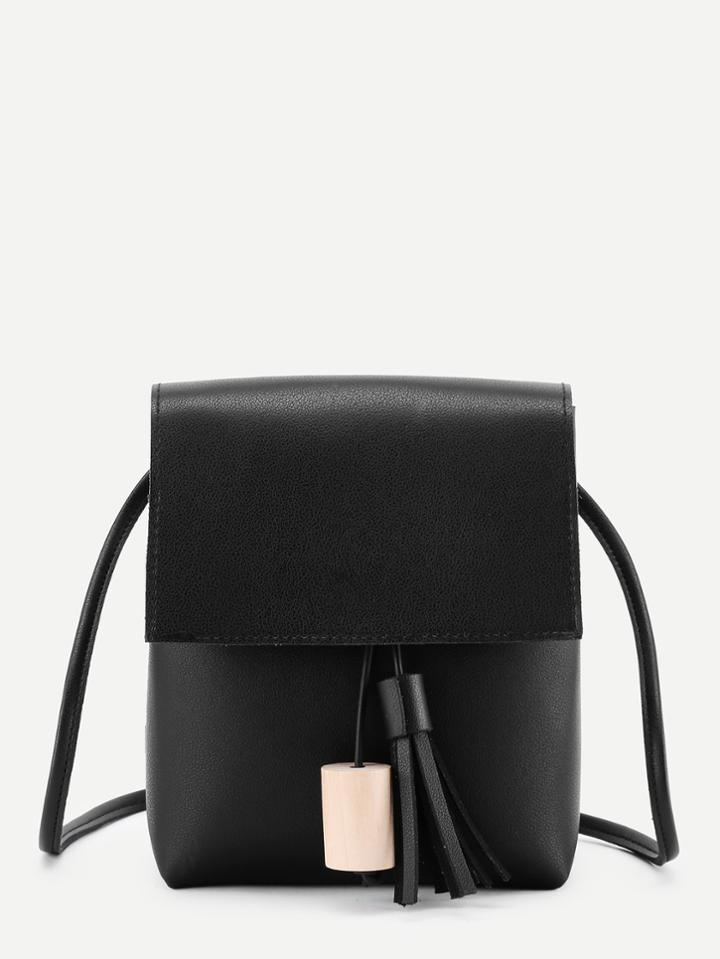 Romwe Tassel Detail Flap Pouch Bag
