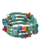 Romwe Blue Layers Wooden Beads Bracelet