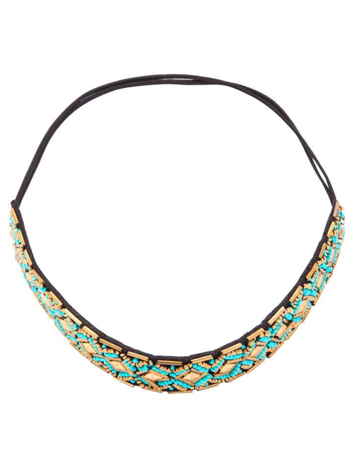 Romwe Blue Sweet Chain Beaded Headband