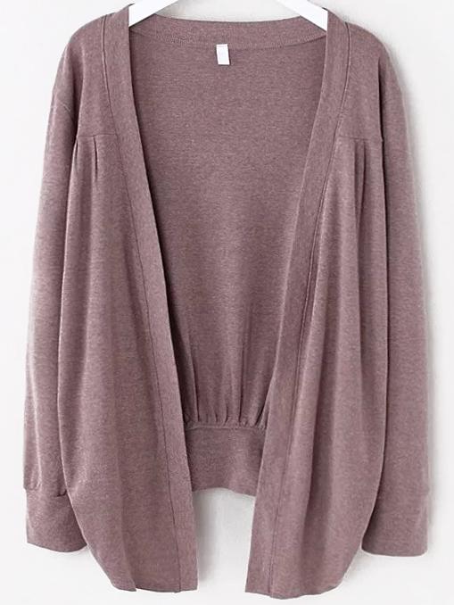 Romwe Khaki Asymmetrical Ruched Cardigan