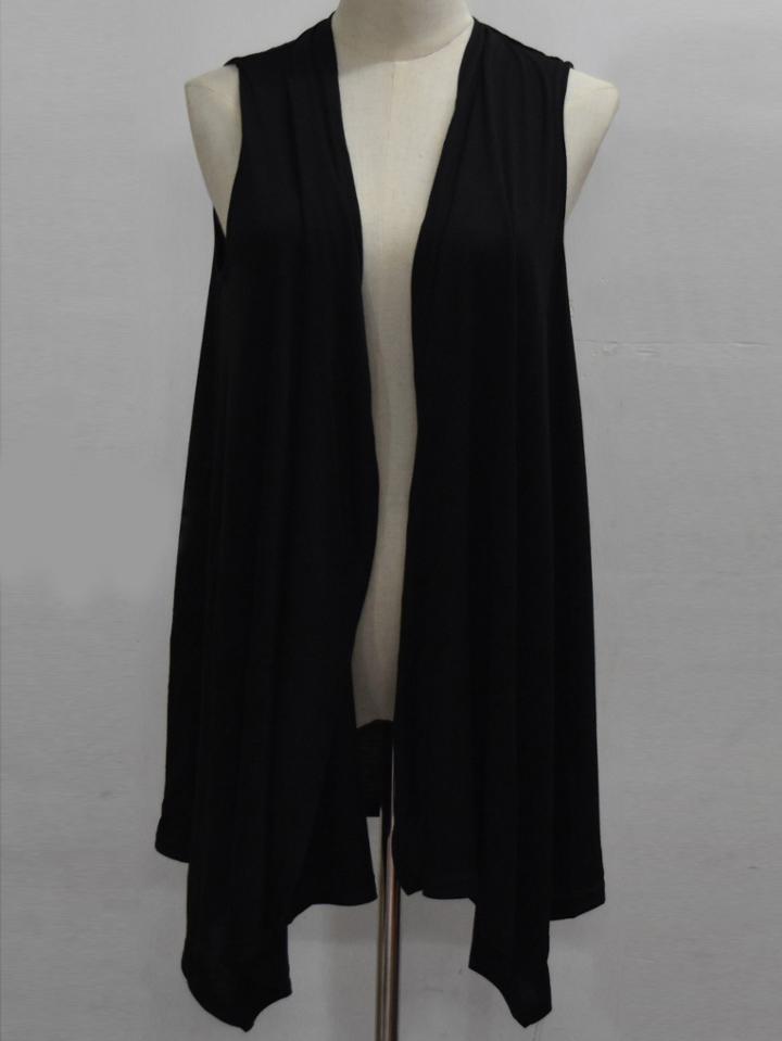 Romwe Black Draped Asymmetric Vest