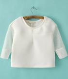 Romwe White Contrast Gauze Crop Sweatshirt