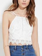 Romwe Corchet Applique Lace-up Squrare Neck Cami Top