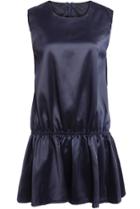 Romwe Sleeveless Ruffle Slim Navy Dress