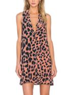Romwe Leopard Print Sleeveless Shirt Dress
