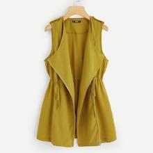 Romwe Drawstring Waist Asymmetric Zip Placket Vest