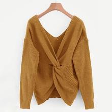 Romwe Solid Twist Sweater
