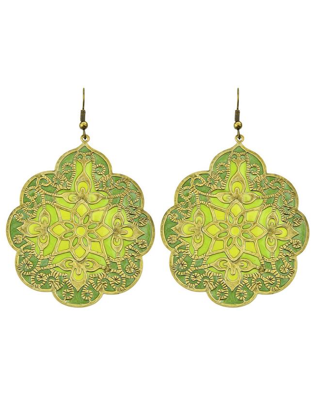 Romwe Big Enamel Flower Earrings