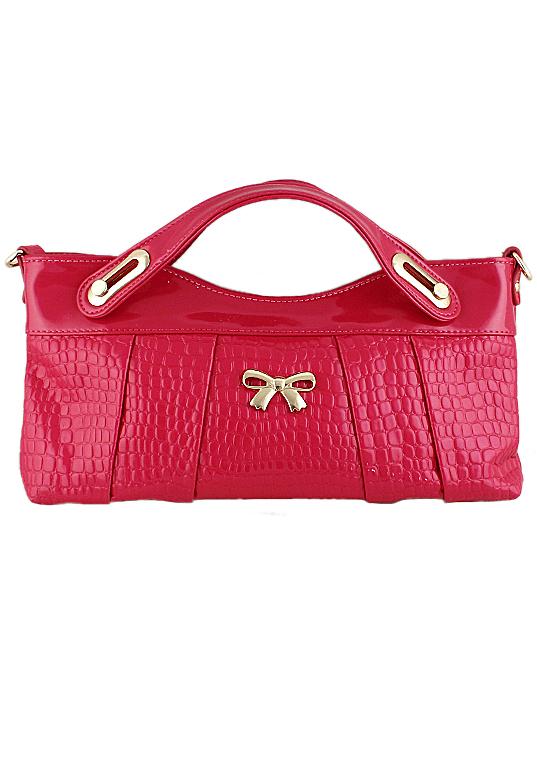 Romwe Bow Embellished Red Bag