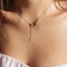 Romwe Star Lariats Moon Detail Chain Necklace