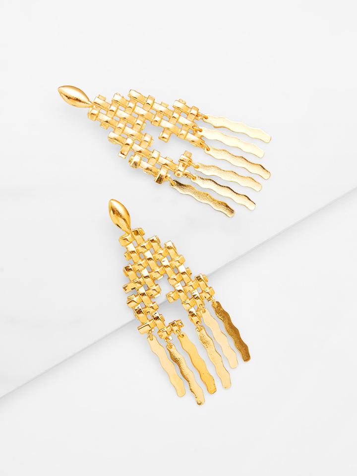 Romwe Metal Irregular Shaped Drop Earrings