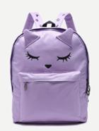 Romwe Cute Fox Purple Nylon Front Pocket Backpack