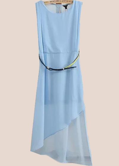 Romwe Round Neck Asymmetrical Hem Dress