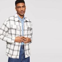Romwe Guys Button Up Plaid Jacket