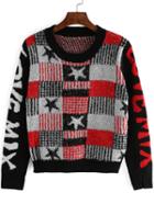 Romwe Long Sleeve Stars Letter Print Jumper