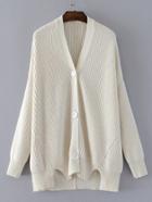 Romwe Slit Detail Ribbed Knit Cardigan