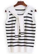 Romwe Striped Knit Black Tank Top