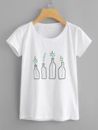 Romwe Graphic Print Sequin Detail Tee