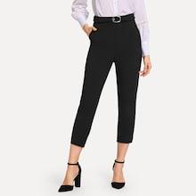 Romwe Solid Ring Decoration Pants