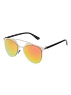 Romwe Metal Frame Cat-eye Brow-line Polarized Sunglasses
