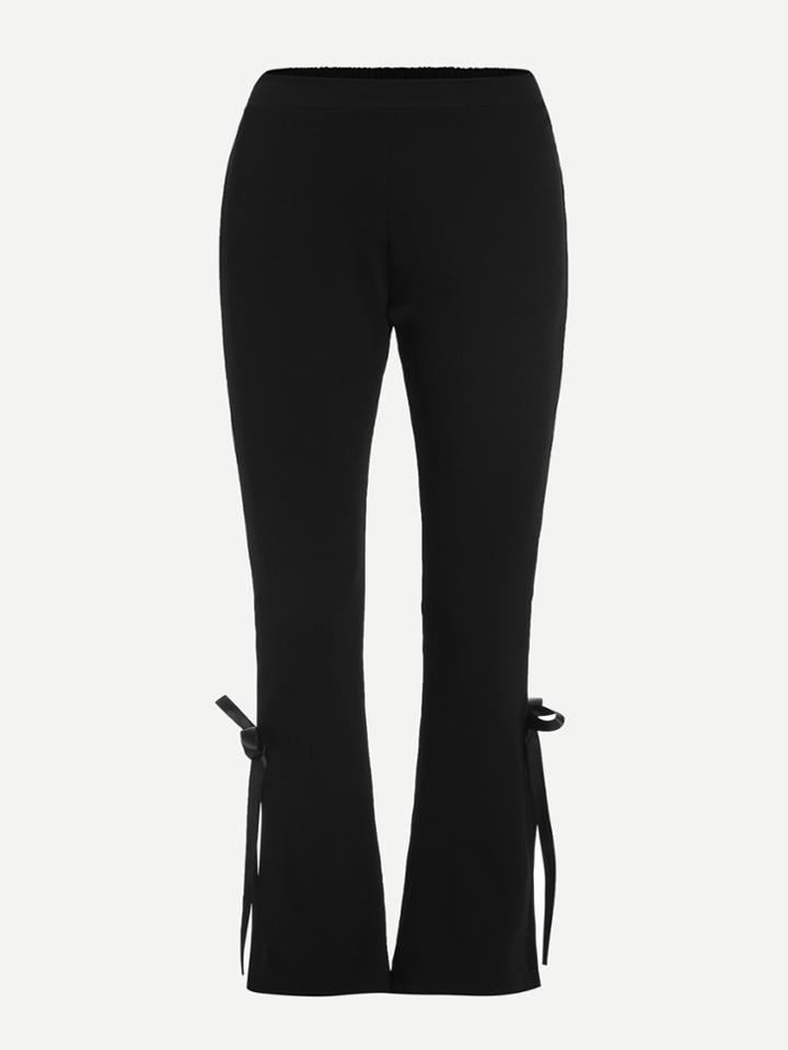 Romwe Knot Side Flared Leg Pants