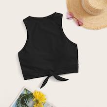 Romwe Knot Hem Swimming Top
