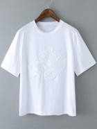 Romwe Mickey Embossed White T-shirt