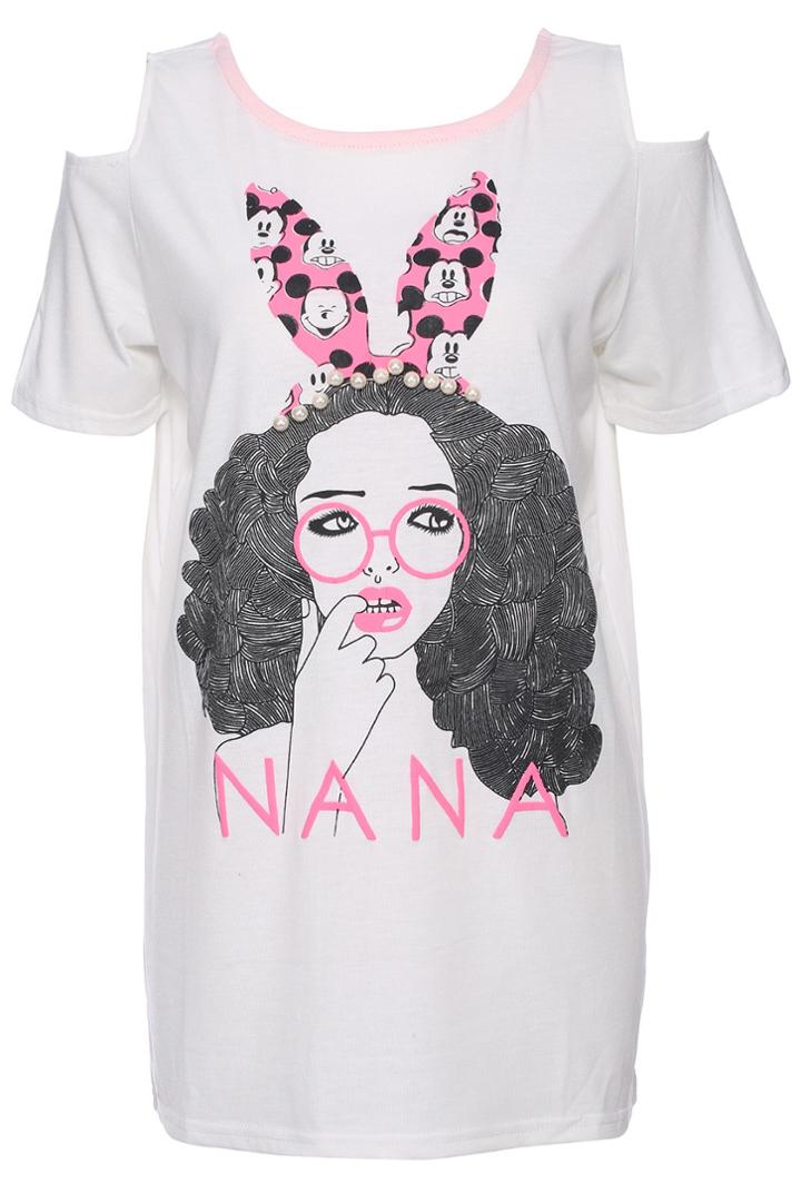 Romwe Romwe Fashion Lady Print White T-shirt