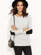 Romwe Heather Grey Elbow Patch T-shirt