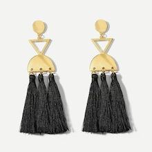 Romwe Triangle & Half Round Tassel Drop Earrings 1pair