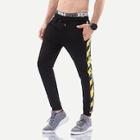Romwe Men Ribbon Tape Side Pants