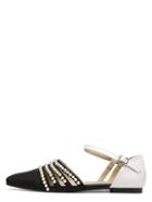 Romwe Colorblock Pointed Toe Pearl Buckle Flats