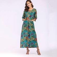 Romwe Botanical Print Hidden Pocket Longline Dress