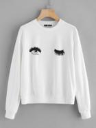 Romwe Wink Eye Print Sweatshirt