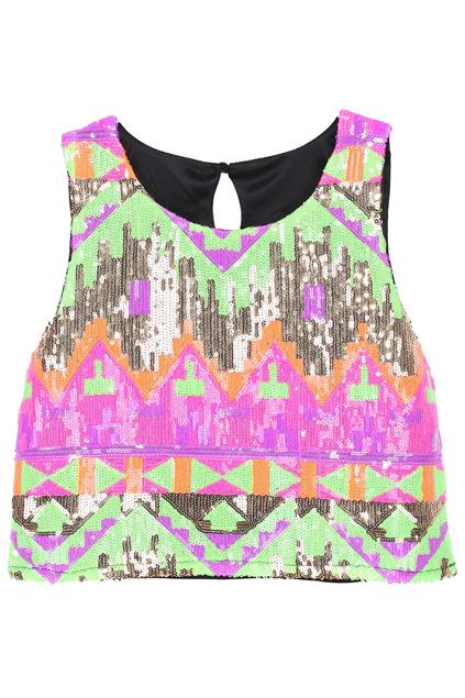 Romwe Green Ethnic Sequined Sleeveless Vest