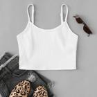 Romwe Solid Ribbed Cami Top