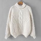 Romwe High-neck Twisted Knit Jumper