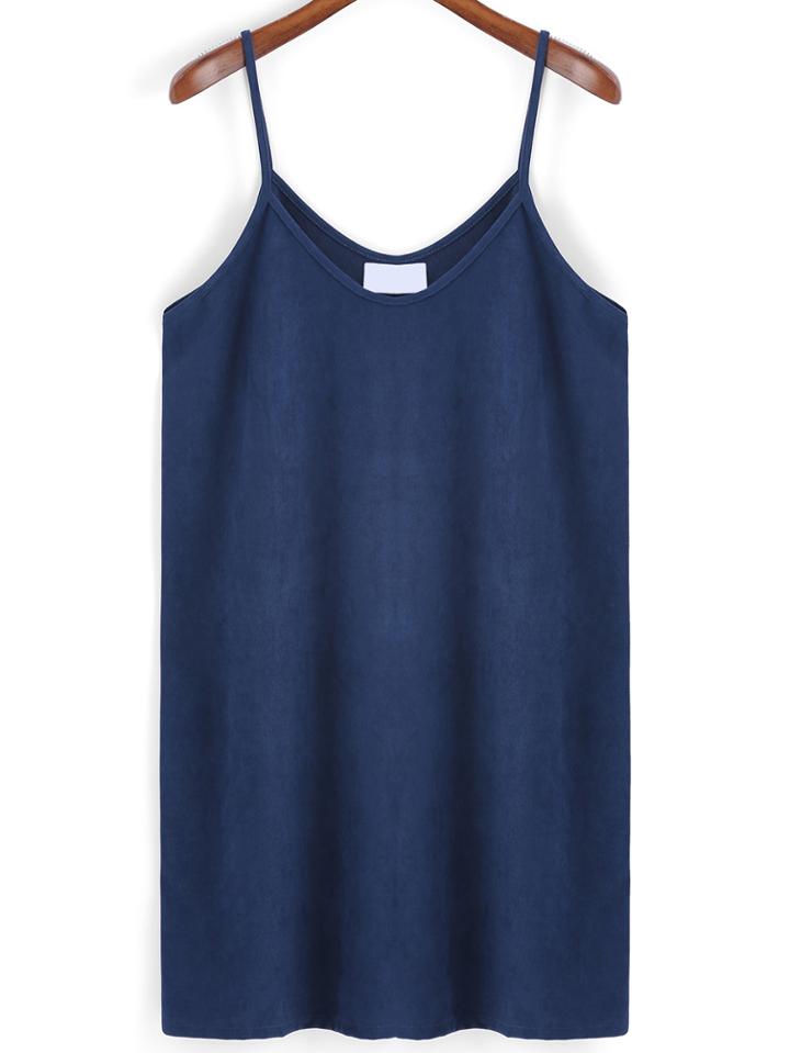 Romwe Spaghetti Strap Blue Cami Top