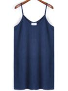 Romwe Spaghetti Strap Blue Cami Top