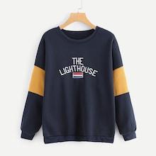 Romwe Drop Shoulder Letter Sweatshirt