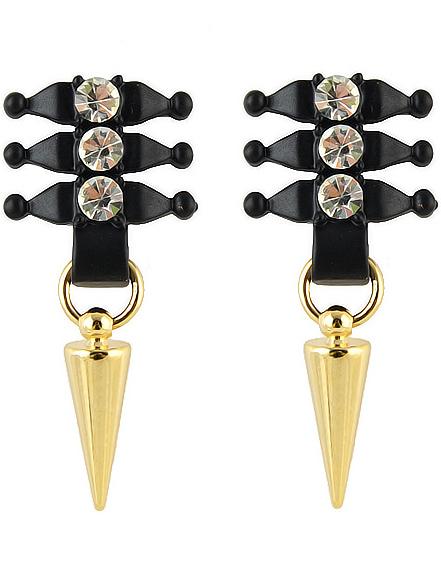 Romwe Black Diamond Spike Earrings