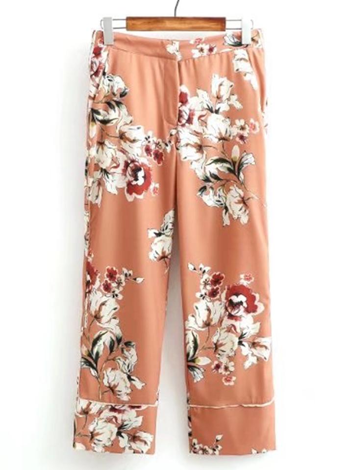 Romwe Floral Wide Leg Pants