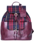 Romwe Red Contrast Plaid Pu Backpacks