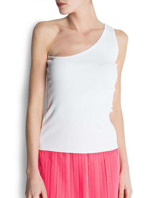 Romwe Oblique Shoulder White Tank Top