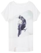 Romwe Dip Hem Owl Print Loose T-shirt