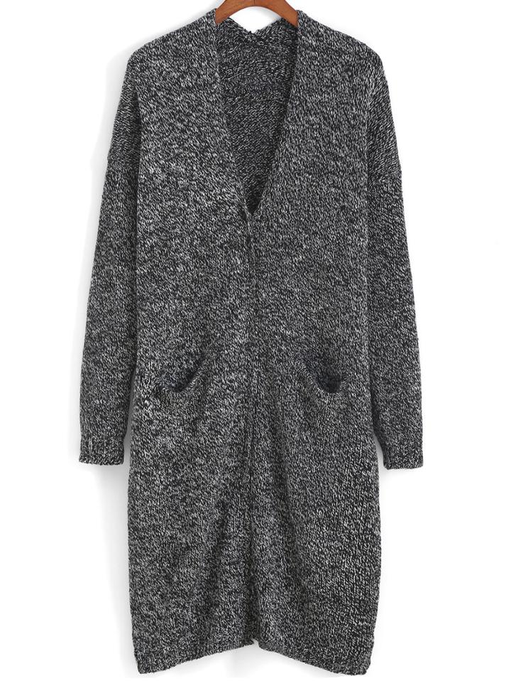 Romwe With Pockets Slit Back Cardigan