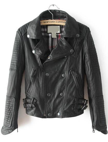 Romwe Double Breasted Crop Pu Jacket