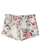 Romwe Multicolor Flower Print Pockets Denim Shorts