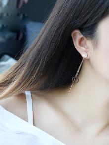 Romwe Bar And Round Drop Earrings
